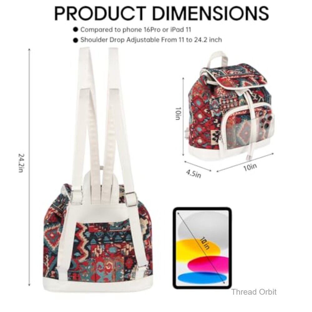 Lightweight Canvas Backpack Purse with Adjustable Straps, Small Daypack - Picture 2 of 7